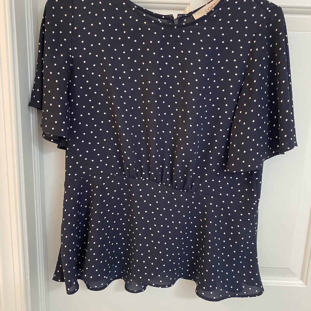 Navy Polka Dot Women's Top